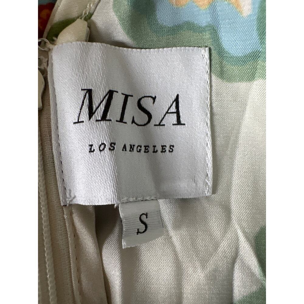 MISA Irena Dress Short Sleeve Cutout Midi Floral Lattice Cream S - Picture 10 of 13